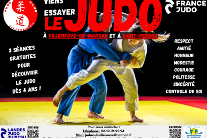 Reprise des cours de judo : 01/09 à Villeneuve de Marsan et 03/09 à Saint-Perdon