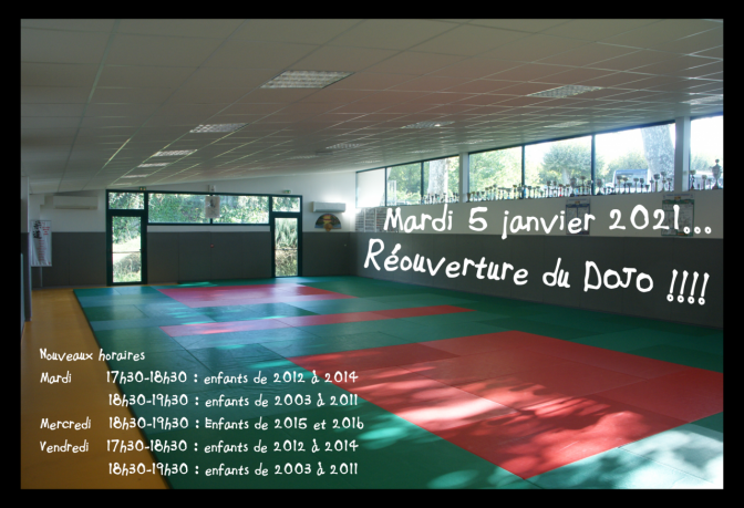 Image de l'actu 'Mardi 05 janvier 2021 .... réouverture du dojo !!!'