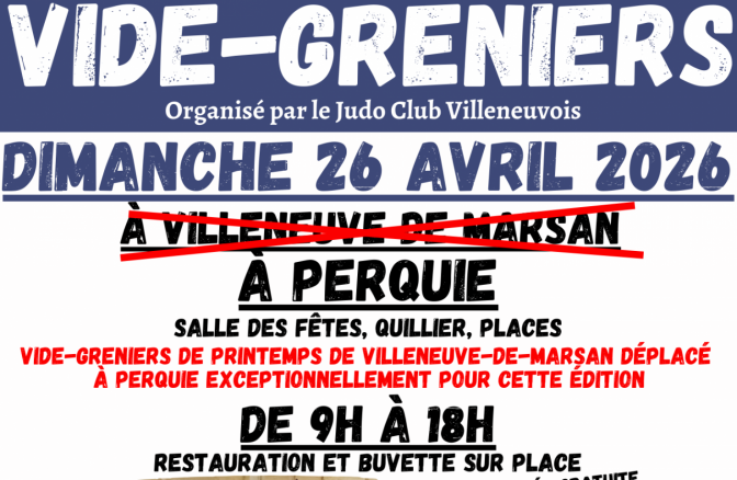 Image de l'actu 'A vos agendas : Vide-Greniers du Judo le 26/04/2026 à PERQUIE !'