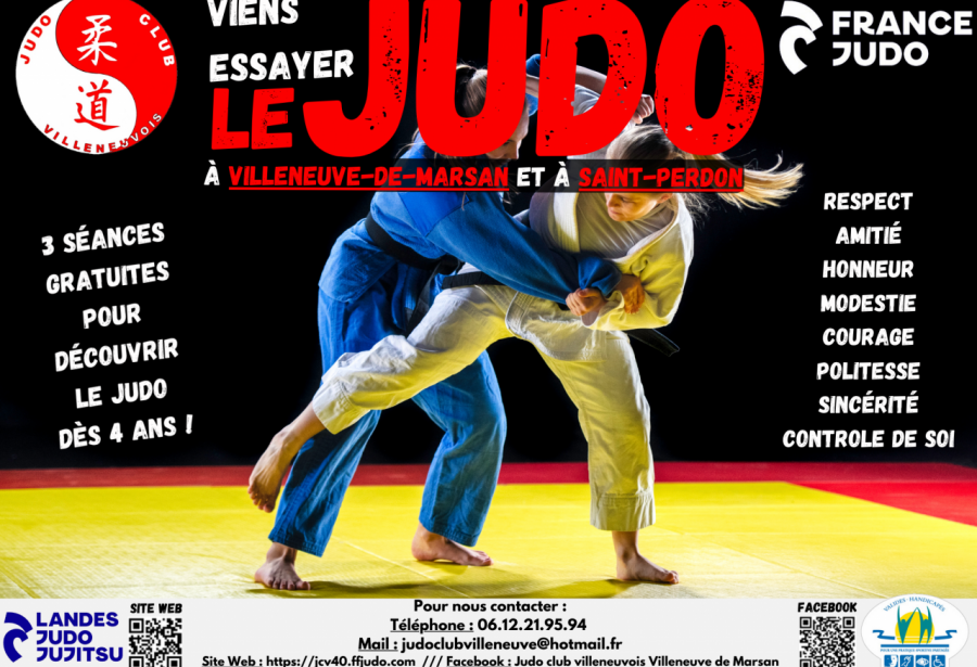 Reprise des cours de judo : 01/09 à Villeneuve de Marsan et 03/09 à Saint-Perdon